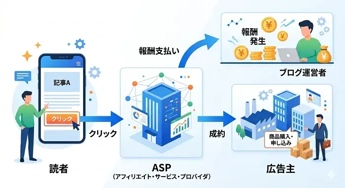 アフィリエイトの仕組みを表す画像