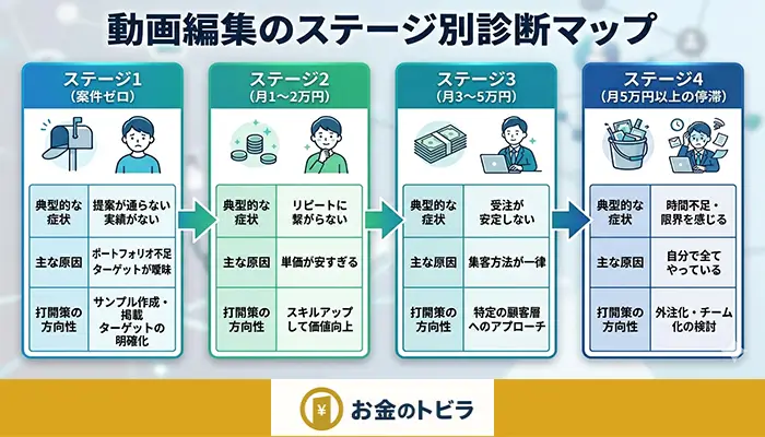 動画編集のステージ別診断マップを表す画像