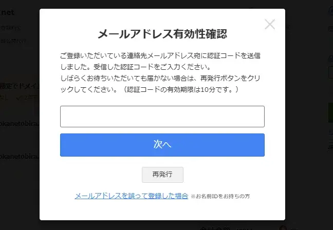 ドメインの取得手順のキャプチャー画像8